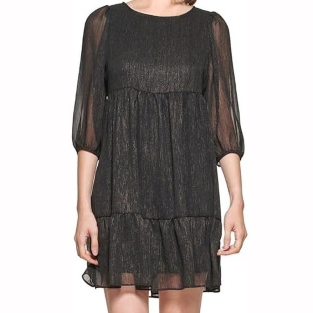 Calvin Klein. Sheer Empire Waist Mini Dress.
